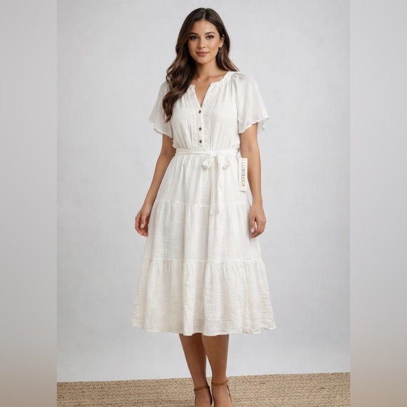 Luxology Dresses & Skirts - ✨Luxology White Midi Dress Size L